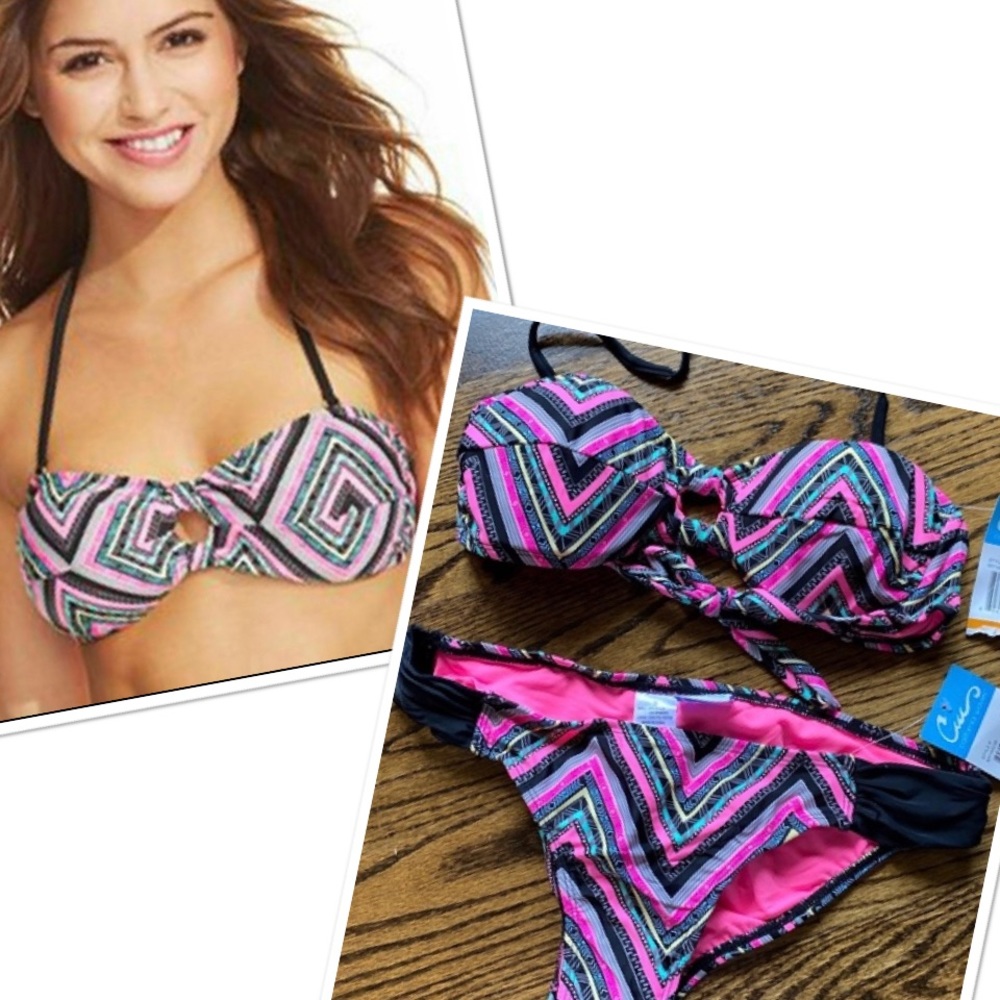 NWT California Waves 2Piece Chevron Swimsuit SET S